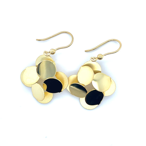 Sterling YG Plated Multi Circle Dangle Matte/Polished