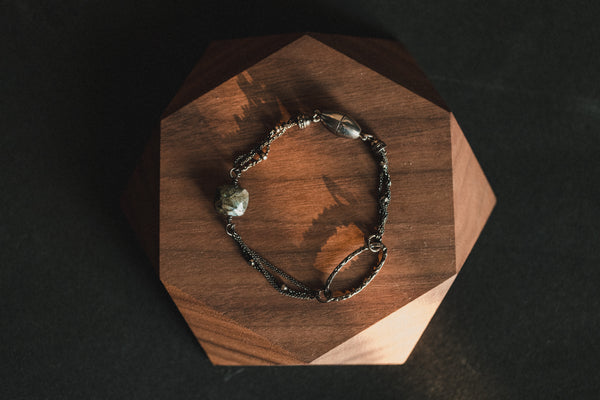 Black Bracelet with Labradorite