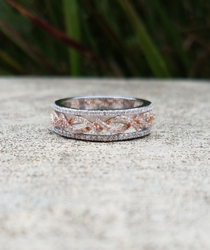 White and Rose Gold Diamond Band