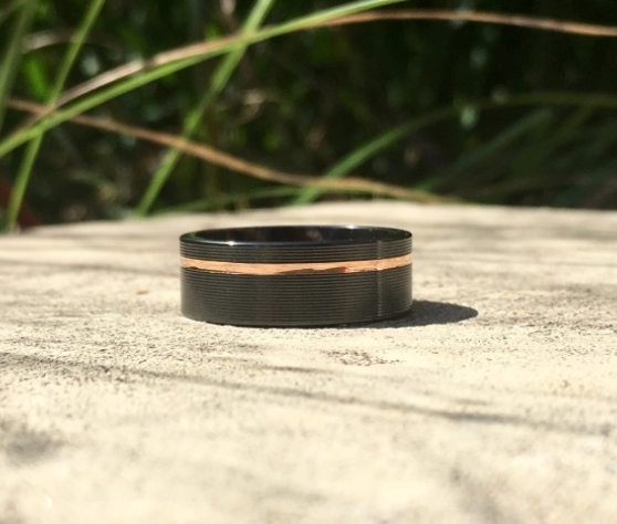 Offset Rose Gold Stripe Band