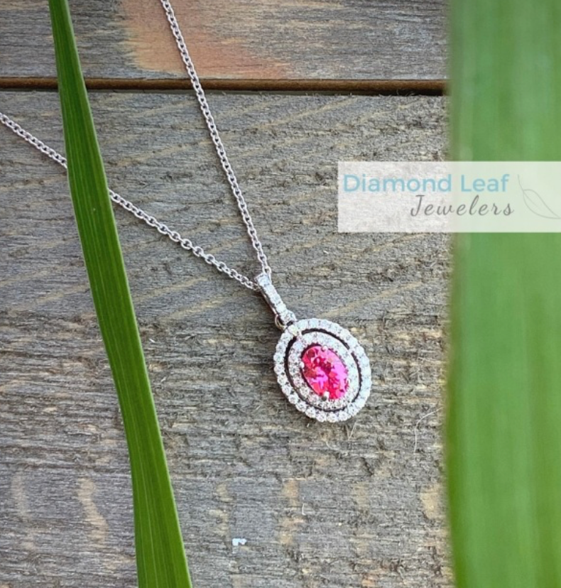 Pink Spinel and Diamond Pendant