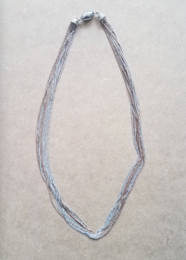 Rose and Silver Necklace - 10-Strand
