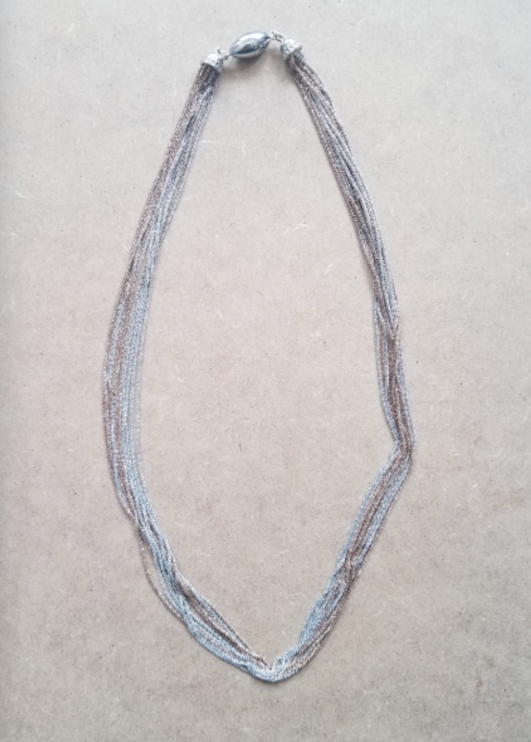 Rose and Silver Necklace - 10-Strand