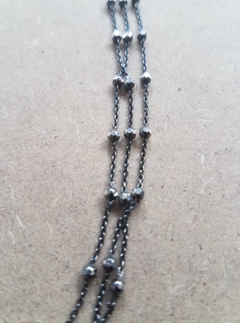 Black Beaded Necklace - 3-Strand
