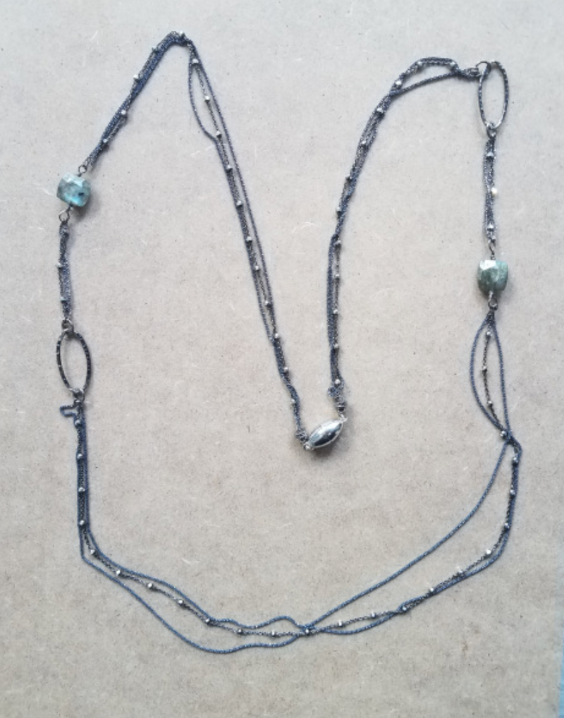 Black Necklace with Labradorite