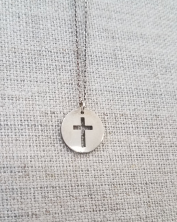 Cross Cutout Disc Pendant